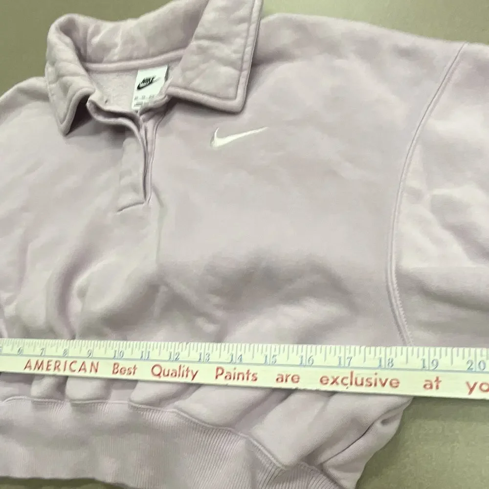 Nike Women's XS Purple Collared Polo Fleece Pullover Crop Sweatshirt Crop Sleeve